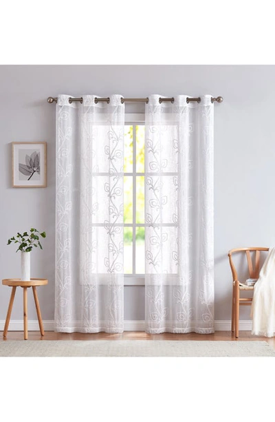 Dainty Home Stella Set Of 2 Sheer Panel Curtains In White