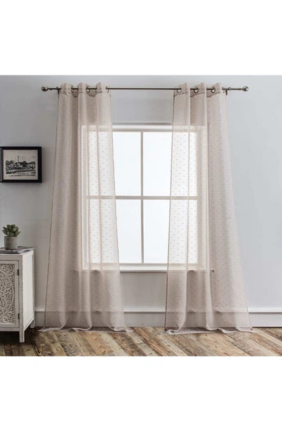 Dainty Home Ribbons Set Of 2 Sheer Panel Curtains In Neutral
