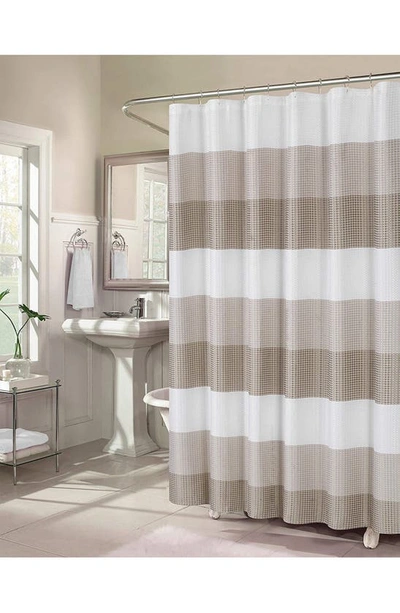 Dainty Home Shades Ombré Waffle Texture Shower Curtain In Taupe