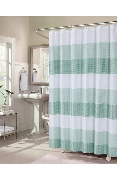 Dainty Home Shades Ombré Waffle Texture Shower Curtain In Green