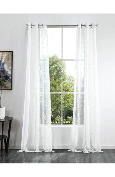 Dainty Home Snowball Set Of 2 Sheer Panel Curtains In White
