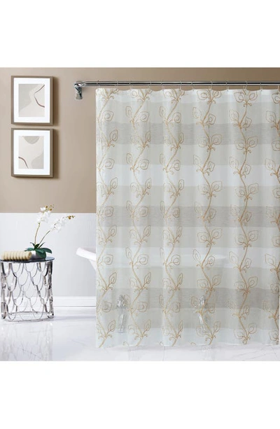 Dainty Home Silvia Embroidered Shower Curtain In Linen