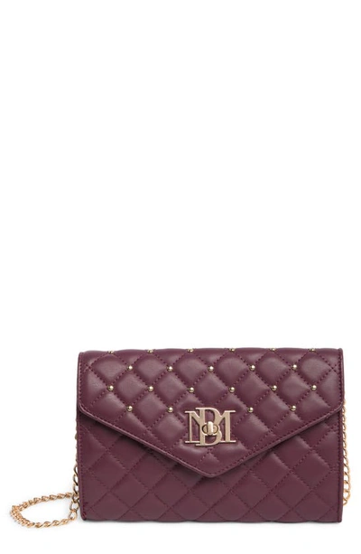 Badgley Mischka Diamond Quilt Convertible Crossbody Bag In Plum