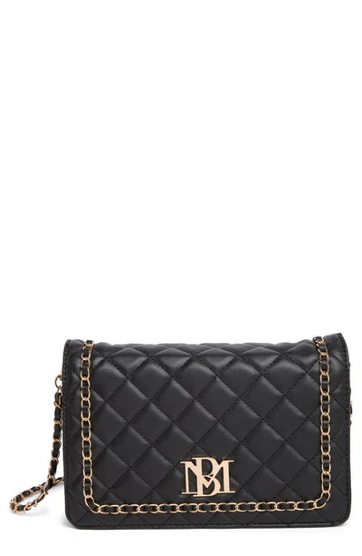 Badgley Mischka Chain Quilt Faux Leather Crossbody Bag In Black