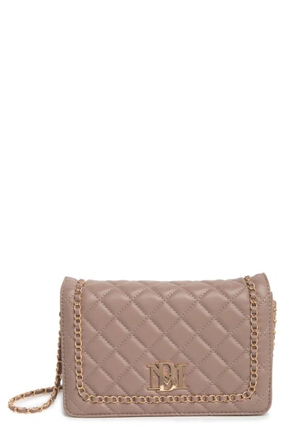 Badgley Mischka Chain Quilt Faux Leather Crossbody Bag In Taupe