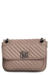 Badgley Mischka Quilted Flap Crossbody Bag In Taupe