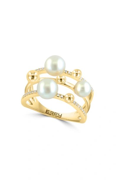 Effy 14k Gold Diamond & Freshwater Pearl Ring