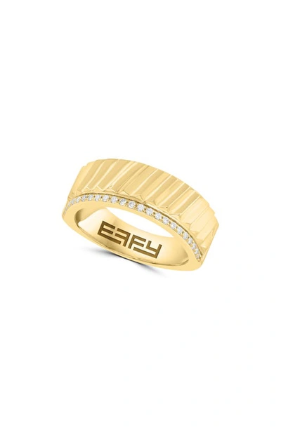 Effy Diamond Trim Textured Ring In Gold