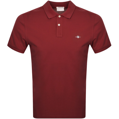 Gant Regular Shield Pique Polo T Shirt Red In 604 Plumped Red