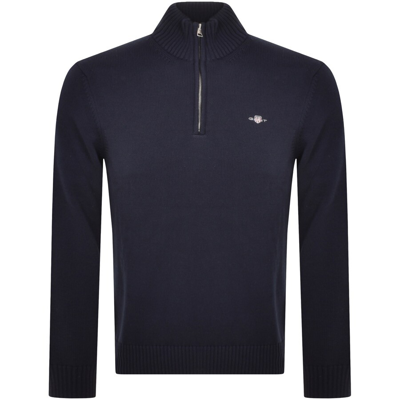 Gant Classic Casual Half Zip Knit Jumper Navy