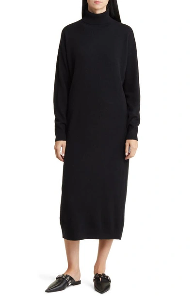 Nordstrom Long Sleeve Wool & Cashmere Sweater Dress In Black