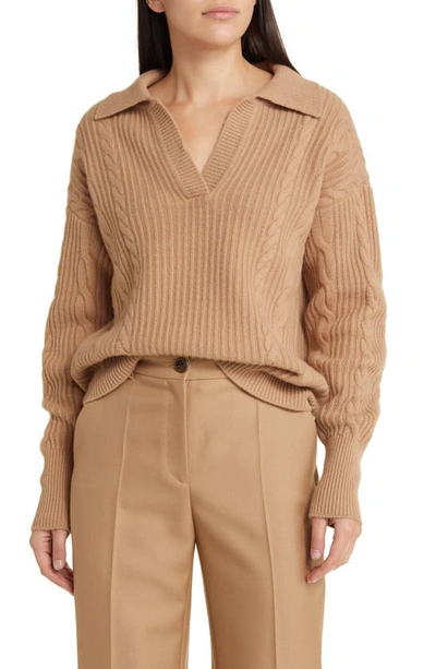 Nordstrom Signature Wool & Cashmere Cable Knit Sweater In Camel