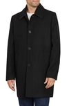 Sam Edelman Single Breasted Wool Blend Coat In Black Twill
