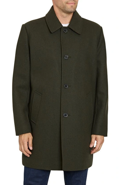 Sam Edelman Single Breasted Wool Blend Coat In Moss Twill