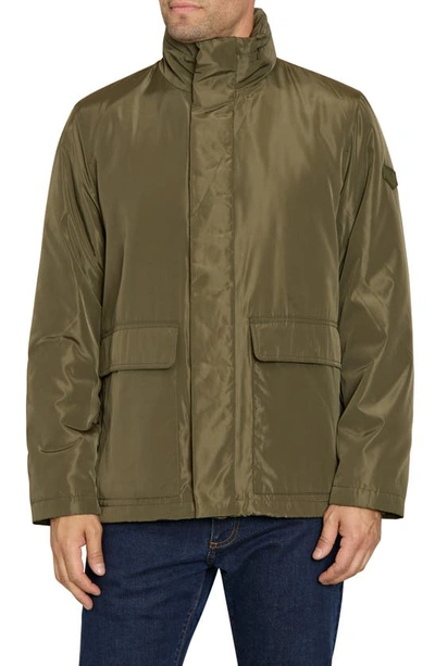 Sam Edelman Water Resistant Jacket With Removable Hood In Army Green