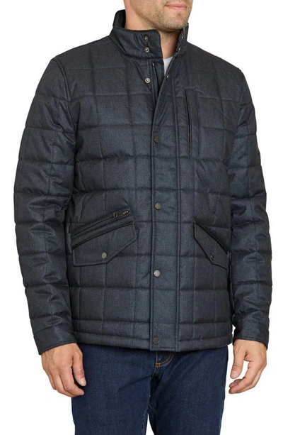 Sam Edelman Faux Leather Trim Box Quilt Coat In Dark Charcoal