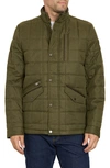 Sam Edelman Faux Leather Trim Box Quilt Coat In Olive
