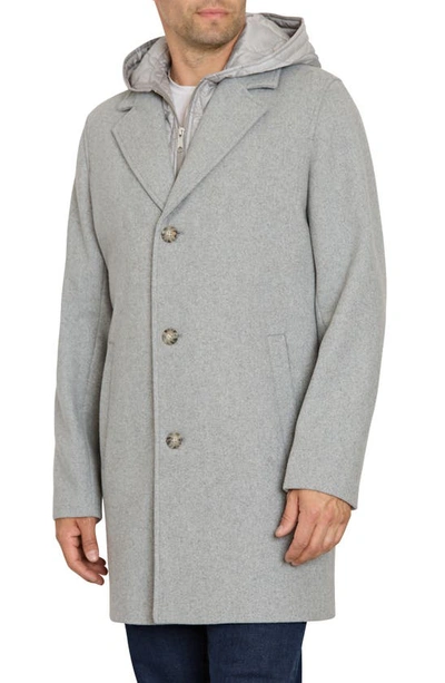 Sam Edelman Single Breasted Wool Blend Hooded Coat With Bib