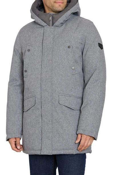 Sam Edelman Hooded Water Resistant Parka In Grey Melange