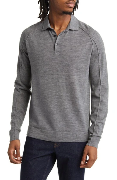 Good Man Brand Mvp Wool Polo Sweater In Grey Heather