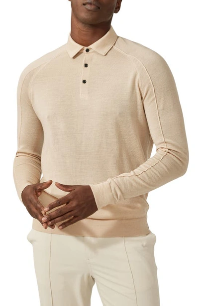 Good Man Brand Mvp Wool Polo Jumper In Warm Sand