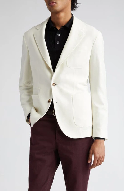 Brunello Cucinelli Wool, Cashmere & Silk Twill Sport Coat In White