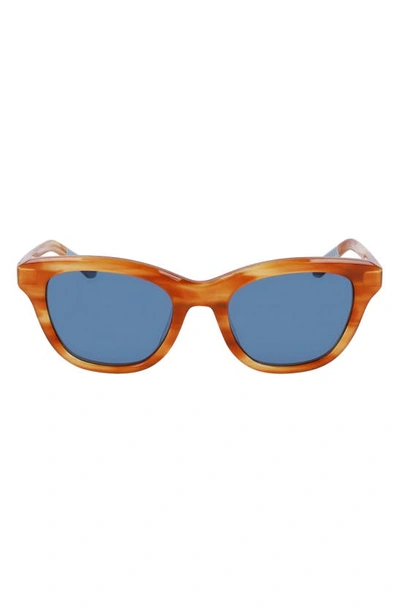 Shinola 52mm Cat Eye Sunglasses In Amber Horn