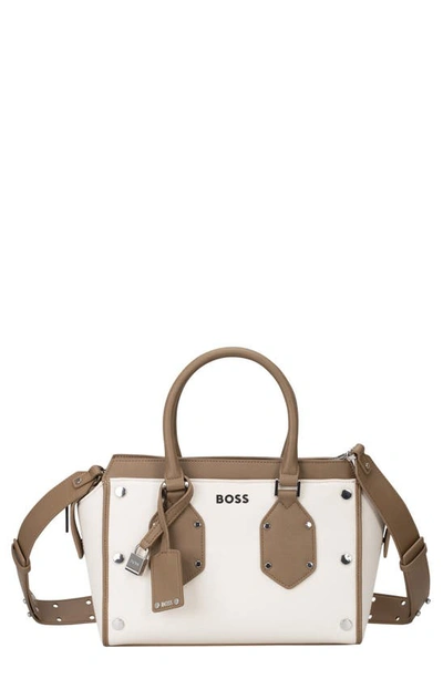 Hugo Boss Small Ivy Top Handle Bag In Open White