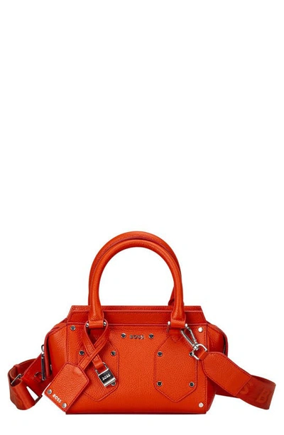 Hugo Boss Mini Ivy Leather Crossbody Bag In Bright Orange