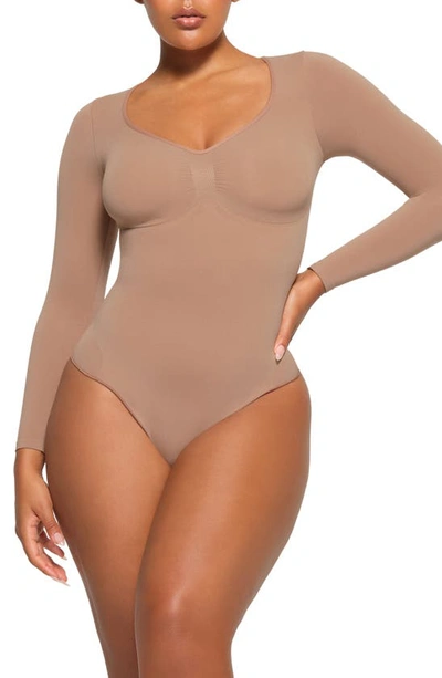 Skims Seamless Sculpt Briefs Bodysuit in Brown