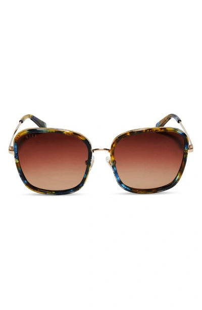 Diff Genevive 57mm Gradient Square Sunglasses In Brown Gradient