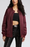 Open Edit Oversize Bomber Jacket In Burgundy London