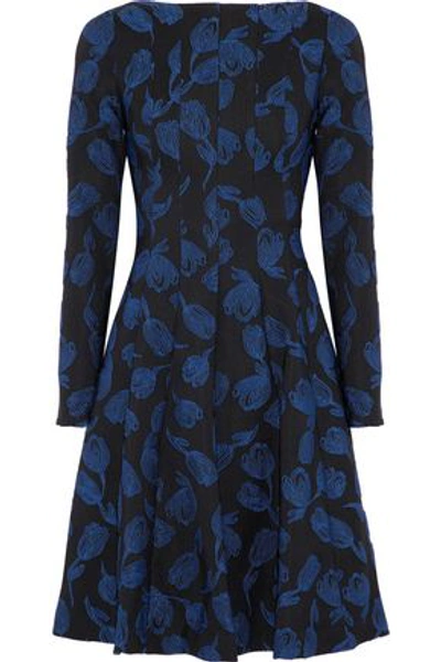 Lela Rose Woman Embroidered Crepe Dress Midnight Blue