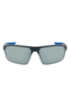 Nike Clash 70mm Sport Sunglasses In Dark Grey/ Silver Flash