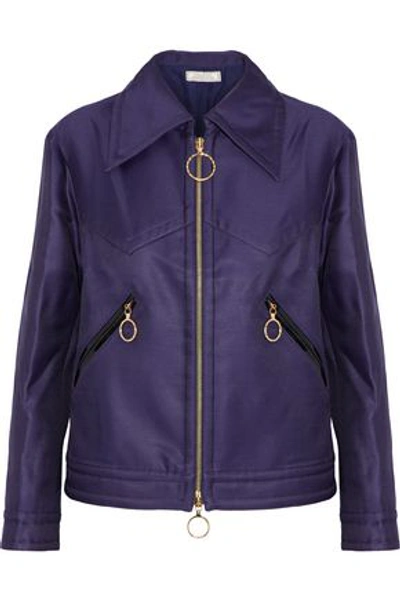 Nina Ricci Woman Wool And Silk-blend Shell Jacket Dark Purple