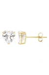 A & M 14k Yellow Gold Cubic Zirconia Heart Stud Earrings In Yellow / White