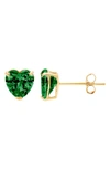 A & M 14k Yellow Gold Cubic Zirconia Heart Stud Earrings In Yellow / Green