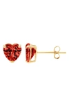 A & M 14k Yellow Gold Cubic Zirconia Heart Stud Earrings In Yellow / Red