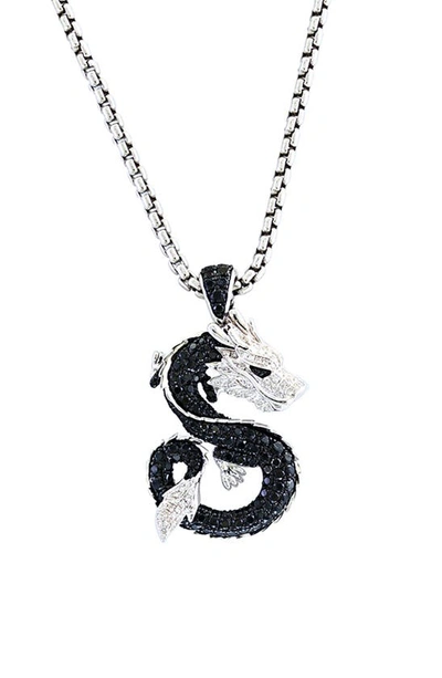 Effy Black Spinel & Diamond Dragon Pendant Necklace In Metallic