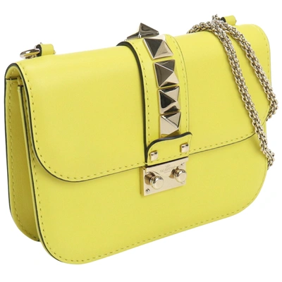 Valentino Garavani Glam Lock Leather Shopper Bag () In Yellow
