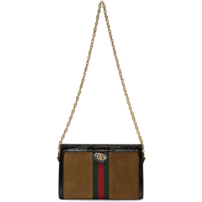 Gucci Brown Small Suede Ophidia Shoulder Bag In 2863 Brown