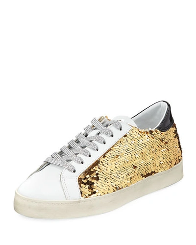 Date Hill Low Paillettes Sneakers, White/gold