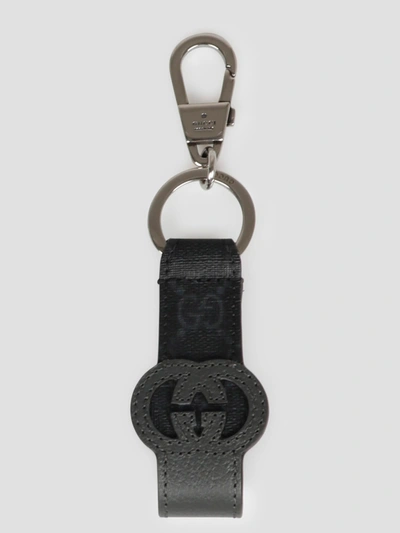 Gucci Cut-out Interlocking G Keychain In Black