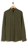 14th & Union Trim Fit Minifoulard Long Sleeve Button-up Shirt In Olive Night Mini Foulard