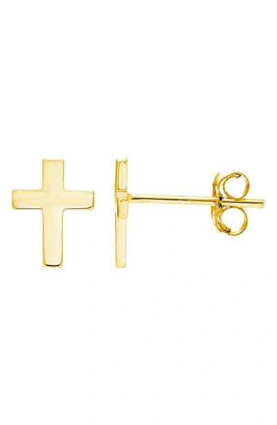 A & M 14k Yellow Gold Dainty Cross Stud Earrings