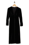 Maggy London Twist Long Sleeve Velvet Midi Dress In Black