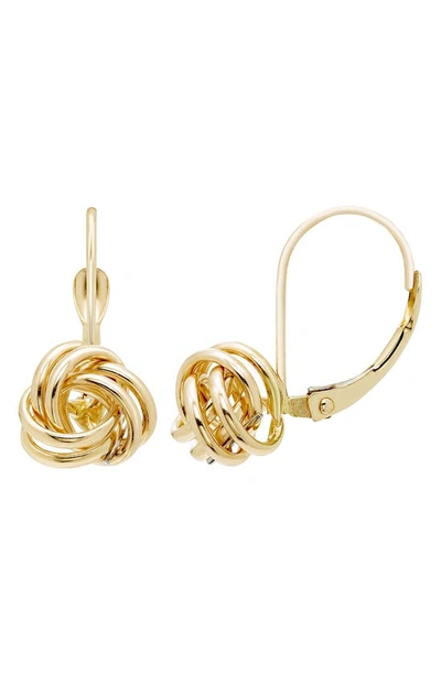A & M 14k Yellow Gold Love Knot Lever Back Earrings