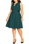 City Chic Veronica Belted Strapless Fit & Flare Dress In Sea Green
