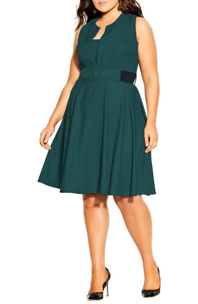 City Chic Veronica Belted Strapless Fit & Flare Dress In Sea Green