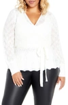 City Chic Olivia Pointelle Cardigan In White